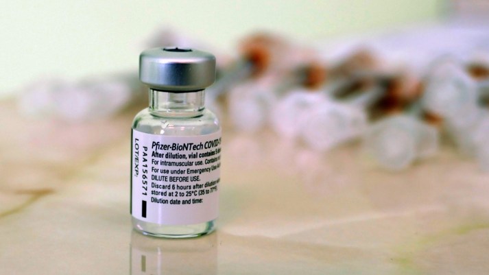 close up shot of a covid vaccine